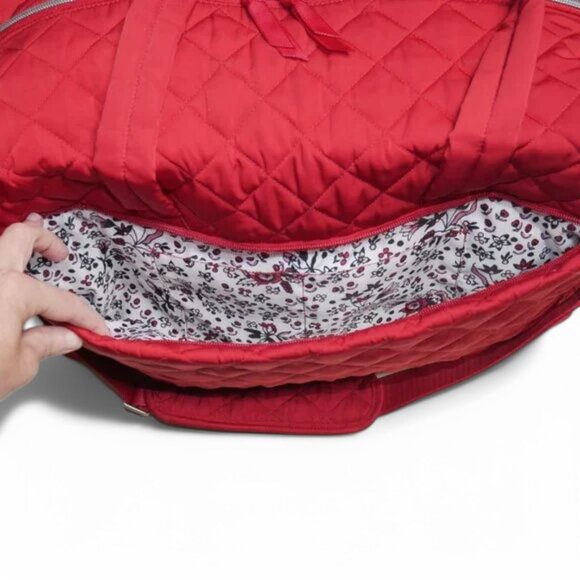 Vera Bradley Large Travel Duffel Bag Cardinal Red Performance Twill Carry On - Picture 7 of 9